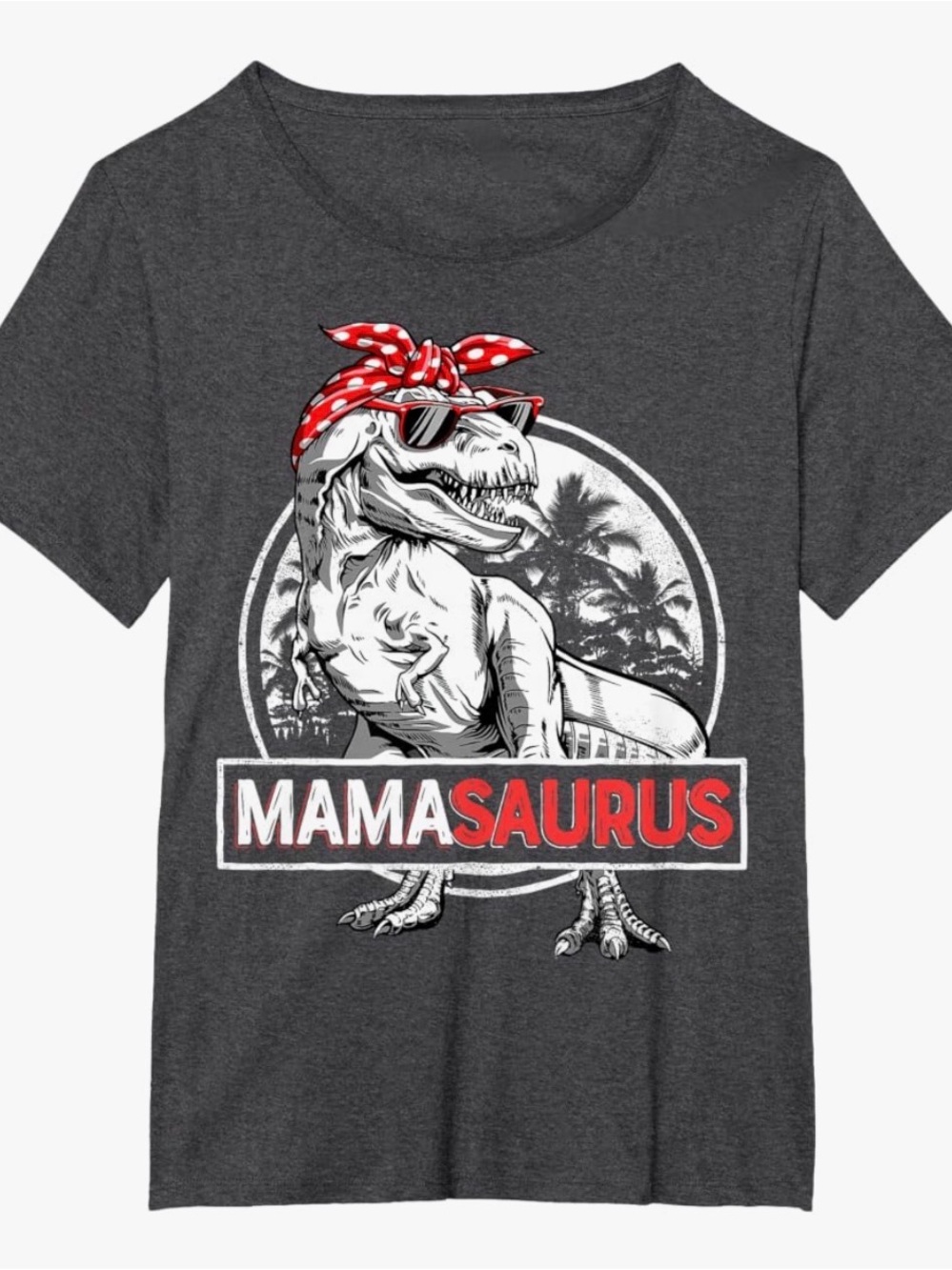 Amazon Women’s Gray "MAMASAURUS" Graphic Tee with Red Accent